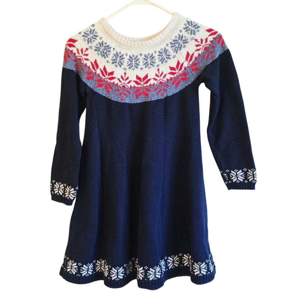 Hanna Andersson fair Isle sweater dress girls size 8